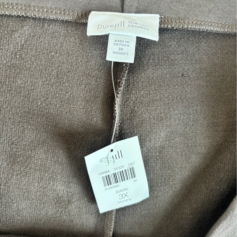 NWT Pure Jill Slim Leg Cropped Pants Brown High Rise Size 3X(US 24) Pull On - Picture 7 of 10